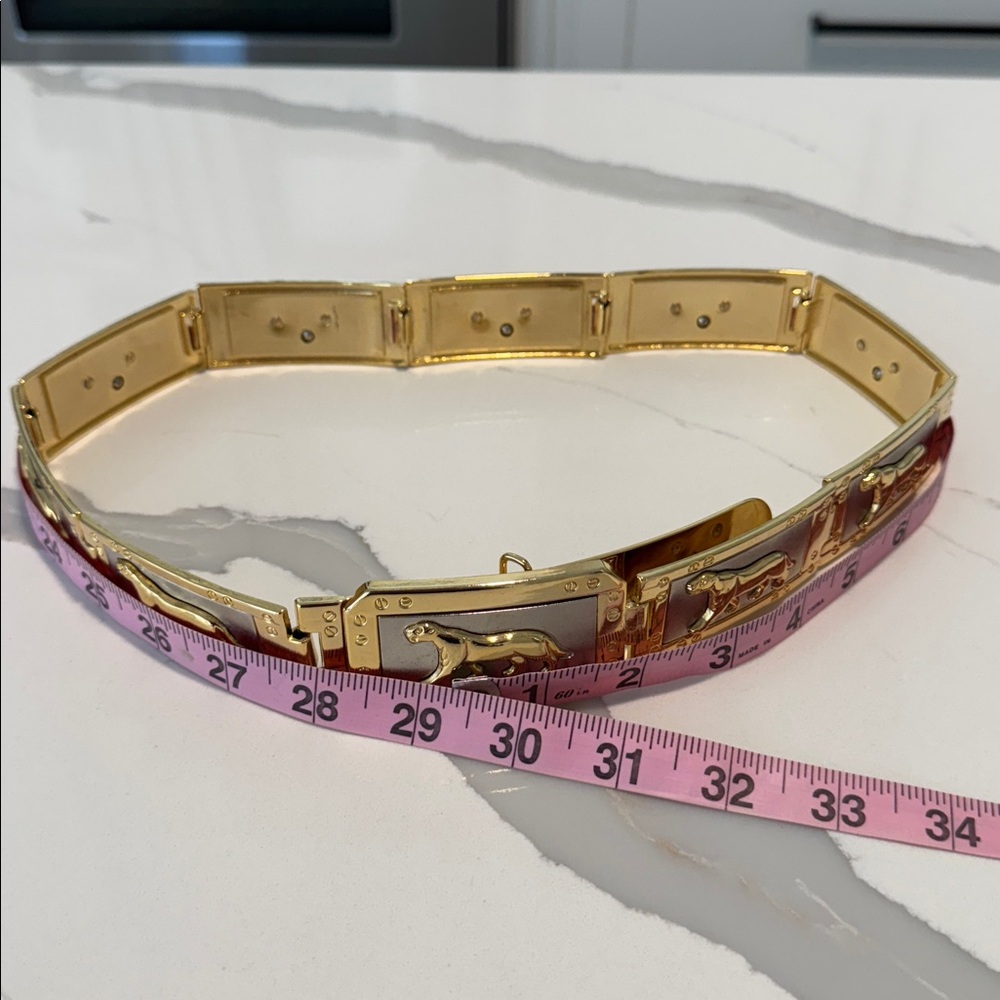 90's Jaguar Silver and Gold Tile Link Belt - Picture 7 of 8